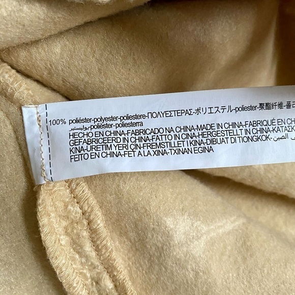 Zara Women’s Medium Teddy Cape Sleeve Poncho Top Tan Pressed Feather - Picture 6 of 12